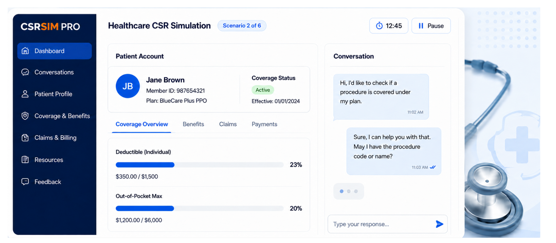Healthcare CSR Simulator waitlist preview