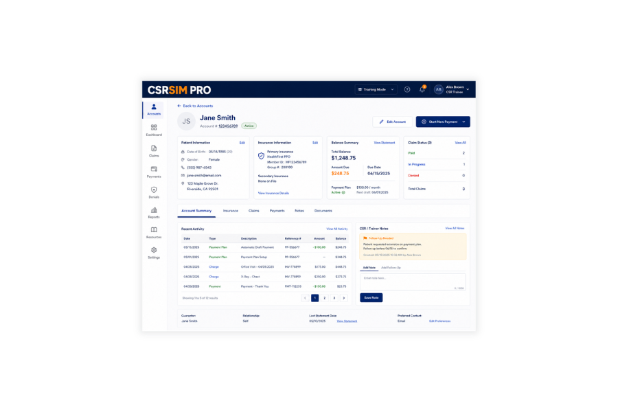 Healthcare CSR Simulator preview